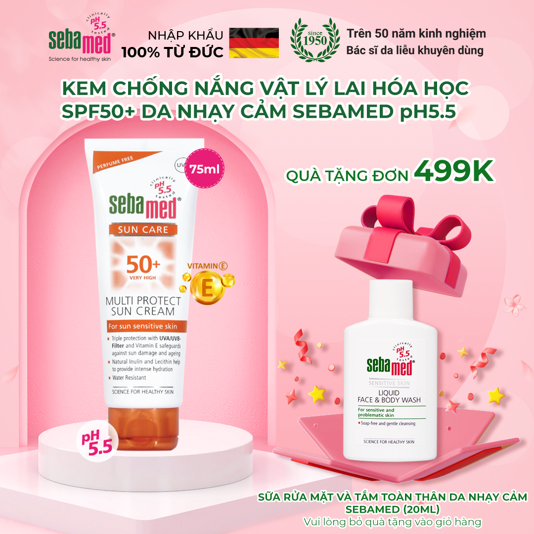Kem chống nắng cao SPF50+ da nhạy cảm Sebamed Multi Protect Sun Cream
