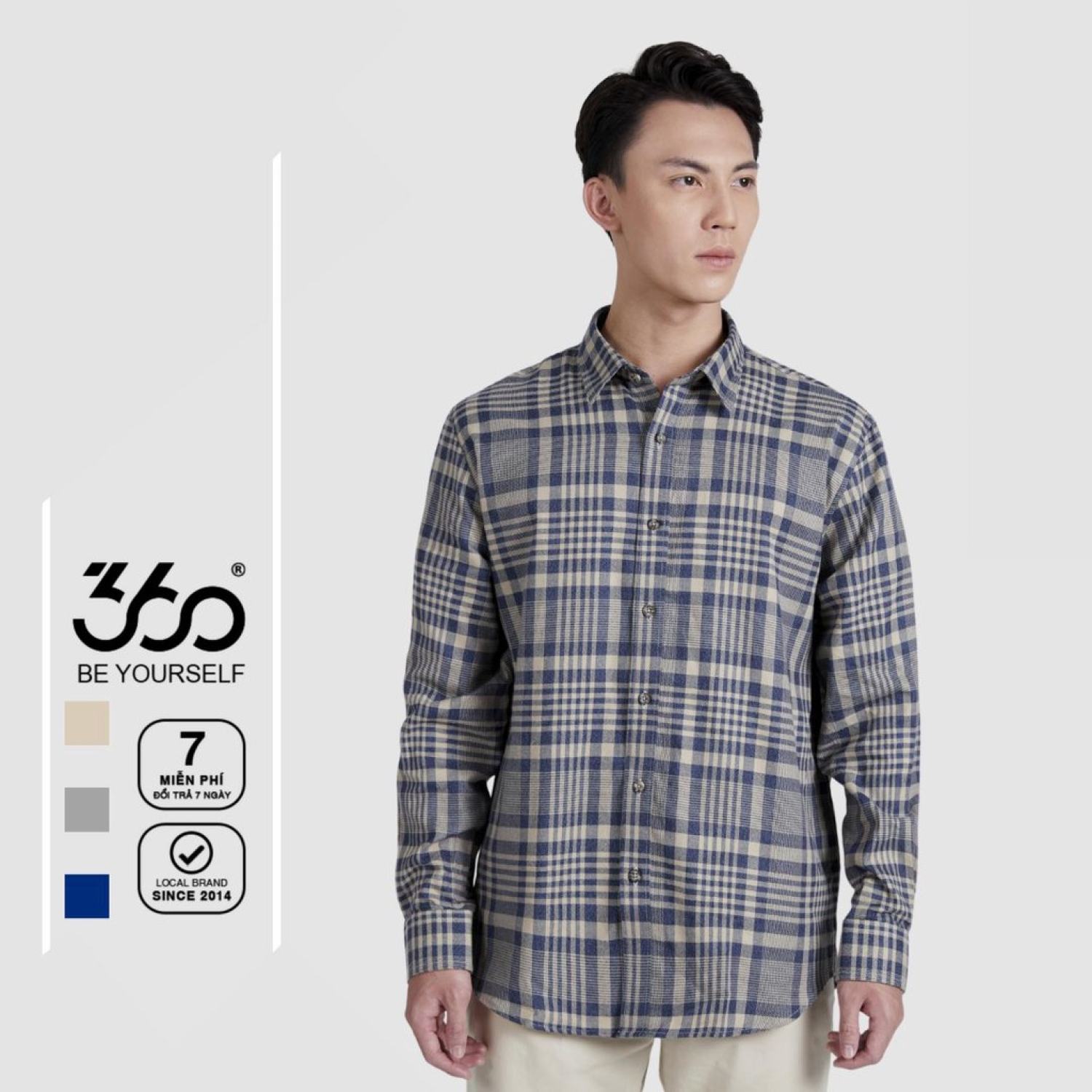 Áo sơ mi flannel kẻ caro dài tay nam thương hiệu 360 Boutique form rộng - SKDTK340