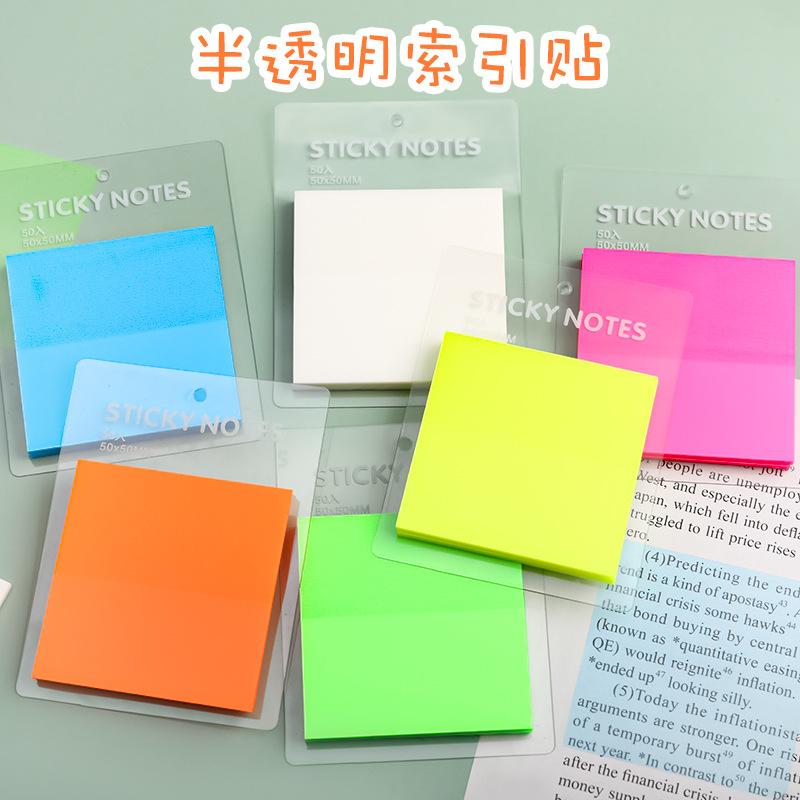 Giấy ghi chú, sticky notes dạng trong suốt, nhiều màu sắc