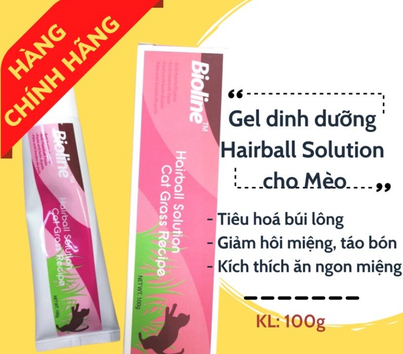 Gel dinh dưỡng tiêu búi lông, giảm hôi miệng cho Mèo - Hairball Solution BIOLINE 100g