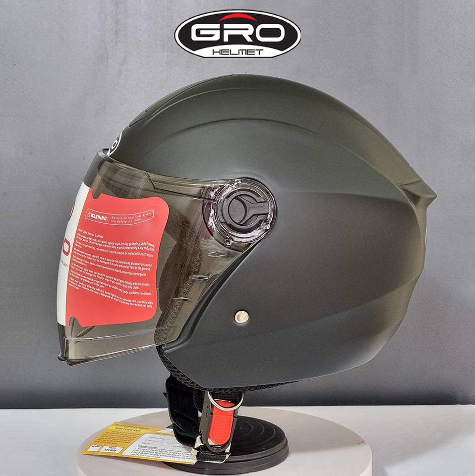 Mũ bảo hiểm chụp tai 3/4 đầu ST27 chính hãng GRO cao cấp, có kính dài, size XXL 57-60cm