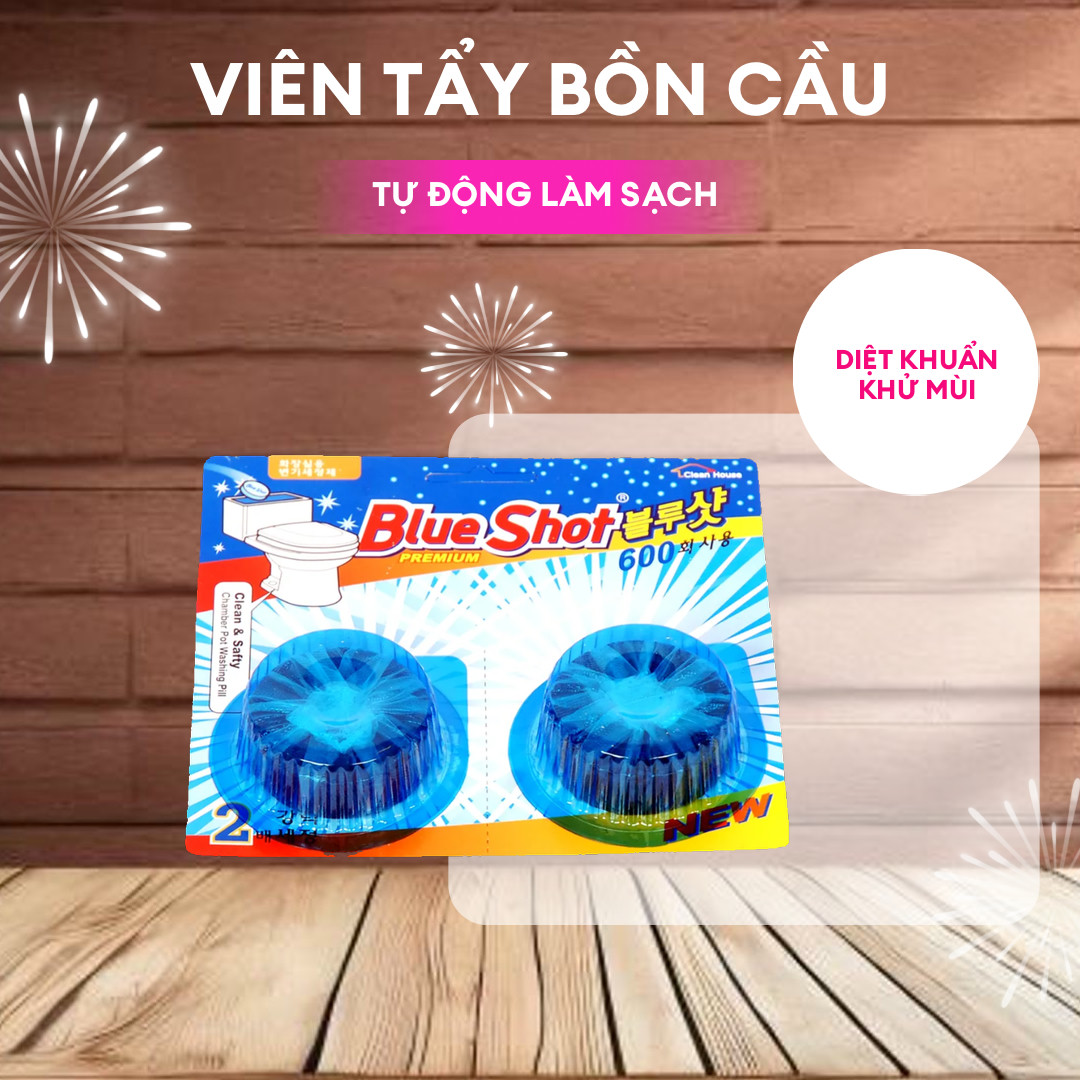 HÀNG CAO CẤP - Dùng lâu tan, nước màu xanh đẹp. Bộ 3 Vỉ 6 viên vệ sinh tự động làm sạch, khử mùi bồn cầu BlueShot nhập khẩu Hàn Quốc - 1 viên dùng được cả tháng