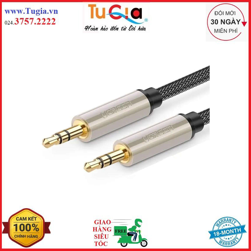 Cáp audio aux 3,5mm dài 5m chính hãng ugreen 40783 bọc vải cao cấp - hàng chính hãng