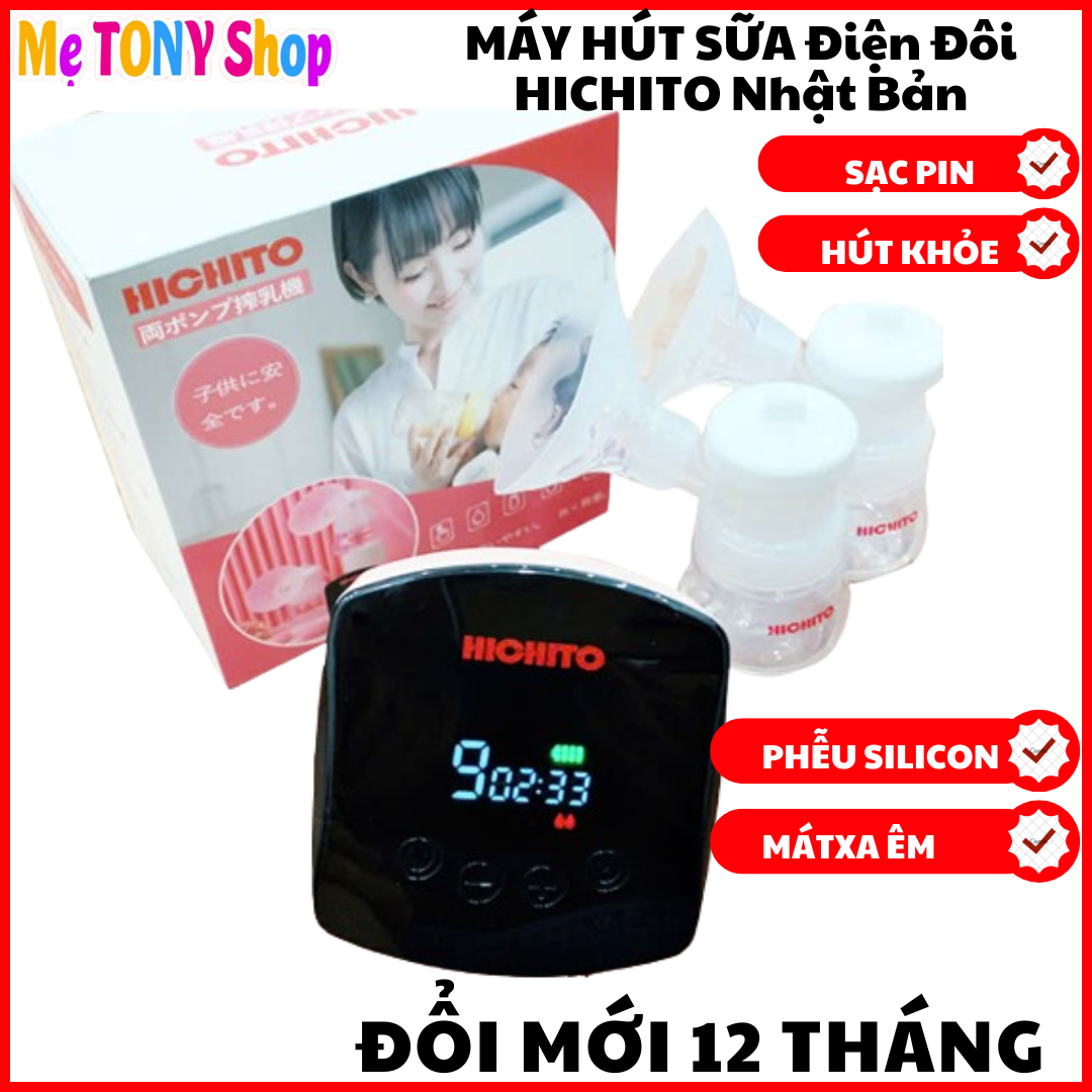   Sạc Pin-Phễu Silicon  Máy Hút Sữa Điện Đôi HICHITO Nhật Bản Chính Hãng Massge Êm -Hút Kiệt  