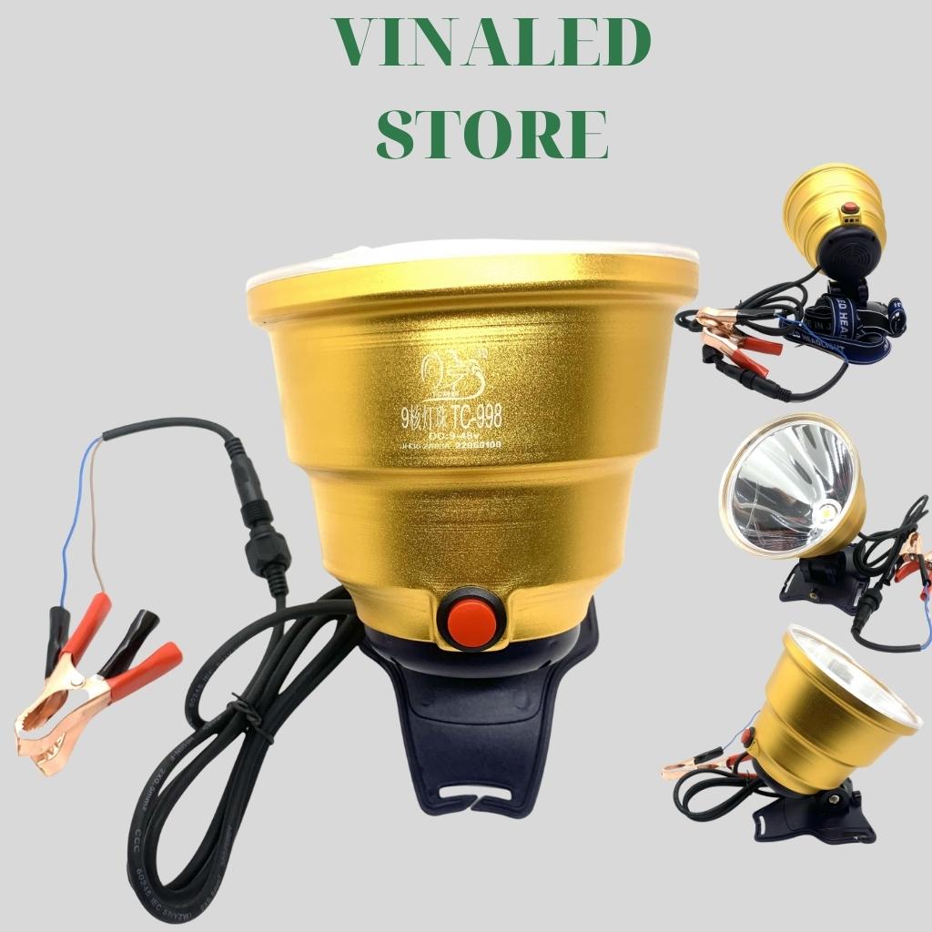 Đèn pin đội đầu đèn kẹp bình ác quy P90 TC 998 dùng soi nấm mối đi biển chóa đèn 13.5cm