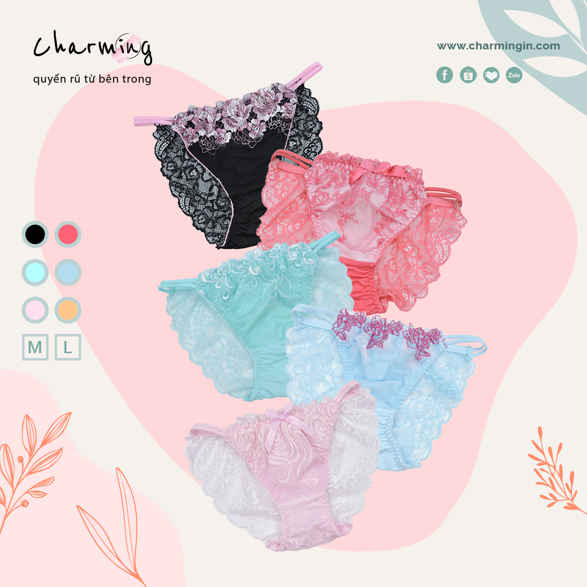 Quần lót ren dây hông kiểu công chúa sang trọng size M, L - QLRL0001