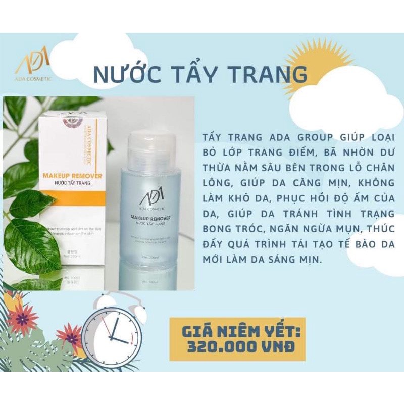Nước Tẩy Trang ADA GROUP giúp loại bỏ lớp trang điểm,bã nhờn trên da 200ml
