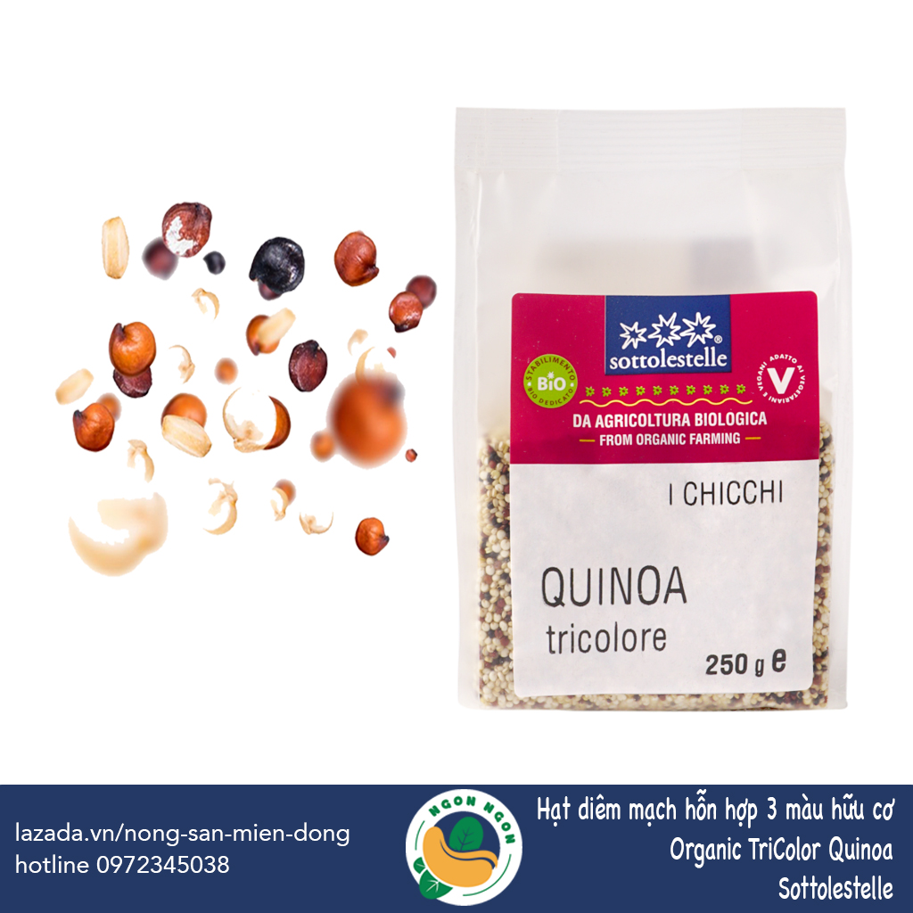 Hạt diêm mạch hỗn hợp ba màu hữu cơ Sottolestelle 250g - Organic Tricolor Quinoa