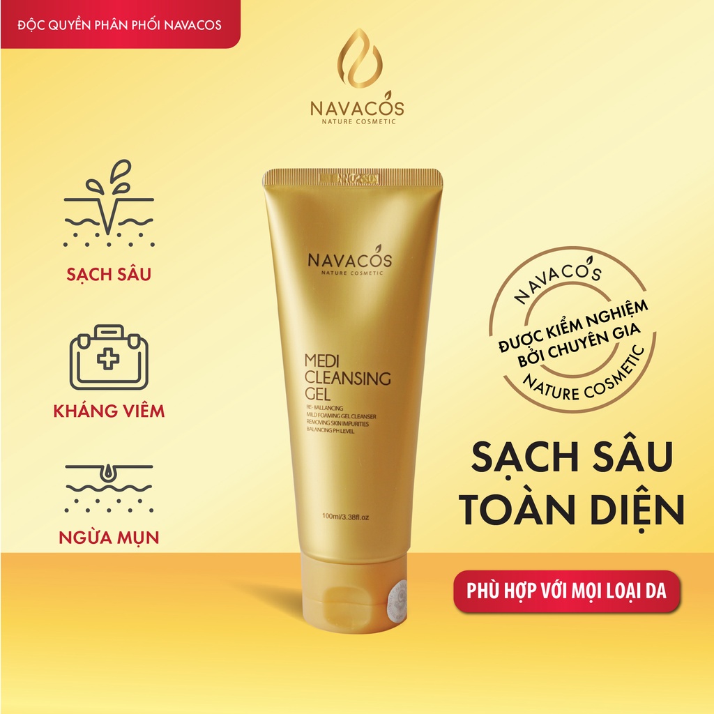 Sữa Rửa Mặt Dạng Gel dành cho mọi loại da giúp tẩy da chết, hỗ trợ dưỡng da Navacos 100ml