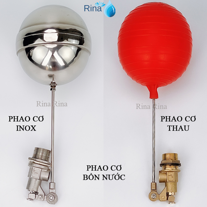 Phao cơ bồn nước, phao cơ inox phi 21 27 34, phao cơ thau phi 21 27 34 lắp được cho tất cả các loại bồn nước với nhiều mục đích khác nhau Rina