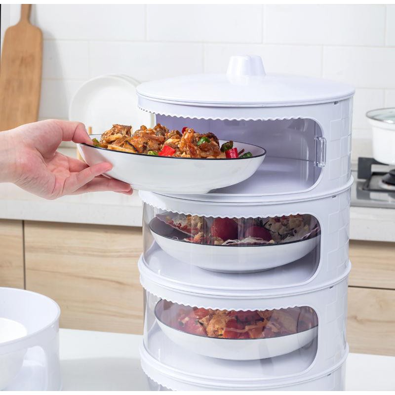 Lồng bàn đậy thức ăn giữ nhiệt chống bụi 5 tầng