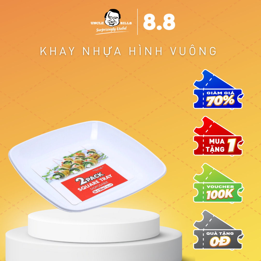 Khay nhựa hình vuông trắng bộ 2 cái ubl yt0030