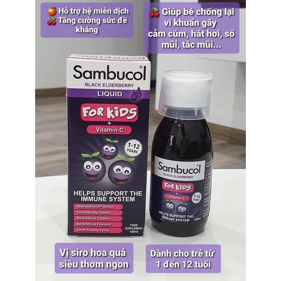 Vitamin Siro Sambucol 120ml tăng sức đề kháng cho bé từ 1-12 tuổi  Úc