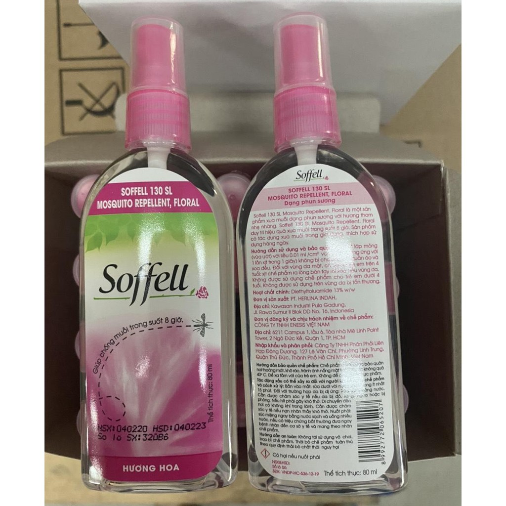 Xịt Chống Muỗi Soffell Hương Hoa, Hương Cam 80ml
