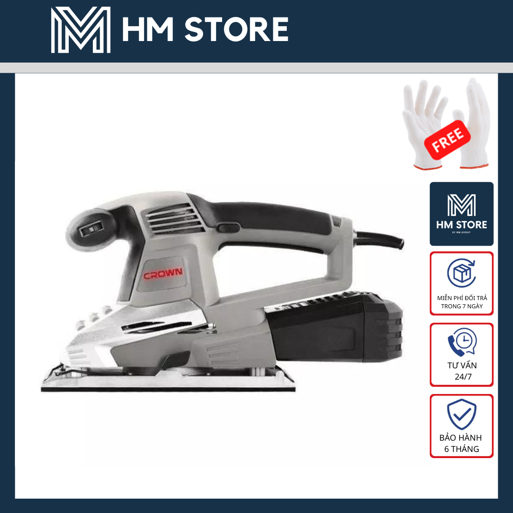 187x90mm máy chà nhám rung 220w crown - 7 cấp điều chỉnh tốc độ - ct13400 - hàng chính hãng