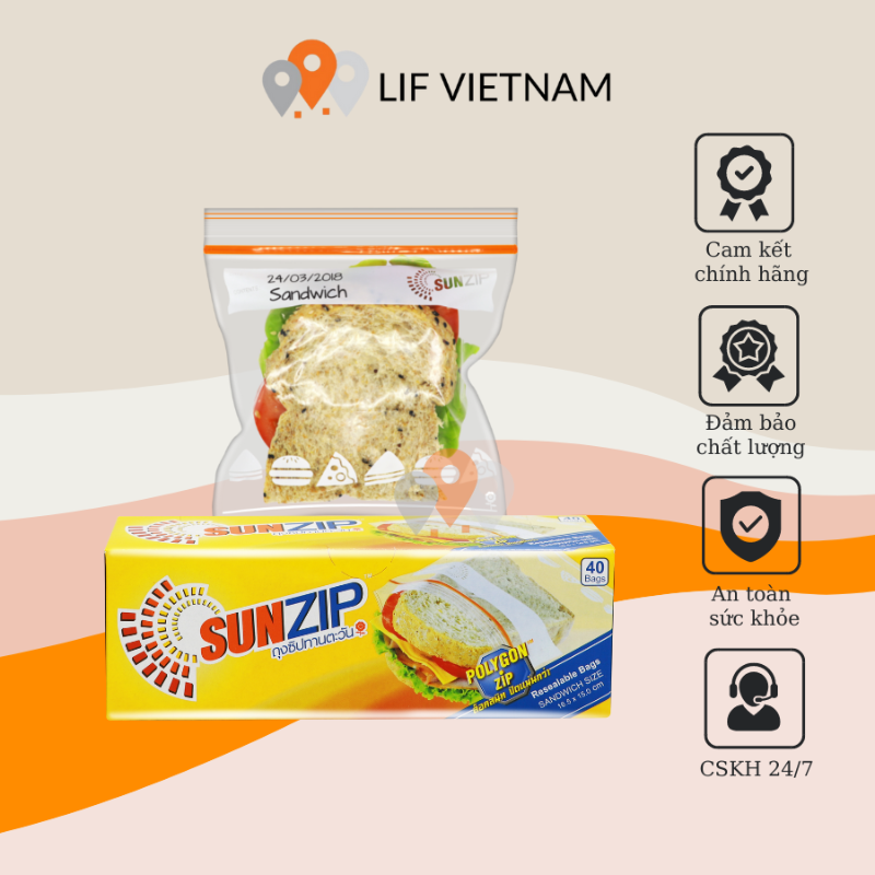 Túi zip đựng thực phẩm - sunzip non anti - size s