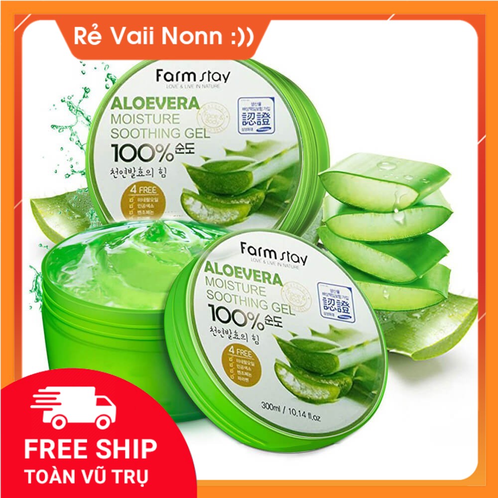 Gel Nha Đam Aloe Vera FarmStay 100% Đa Công Dụng 300ml Gel Đậm Đặc