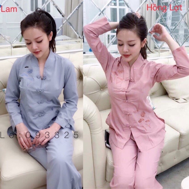 Đồ lam đi chùa - mẫu bà lai tim vải kate dành cho nữ