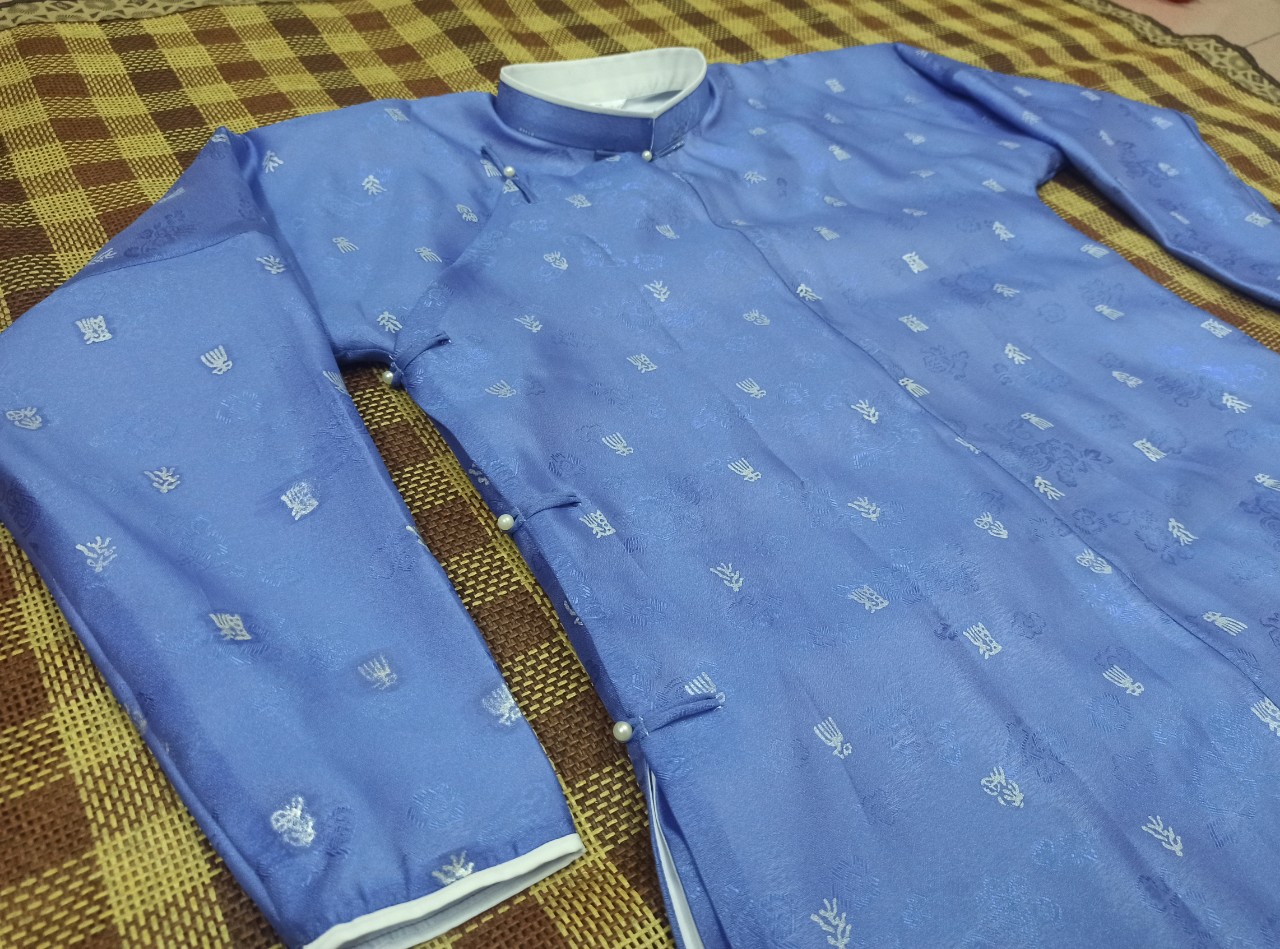 ÁO DÀI NGŨ THÂN TAY CHẼN VẢI SA HÀN MAY 2 LỚP