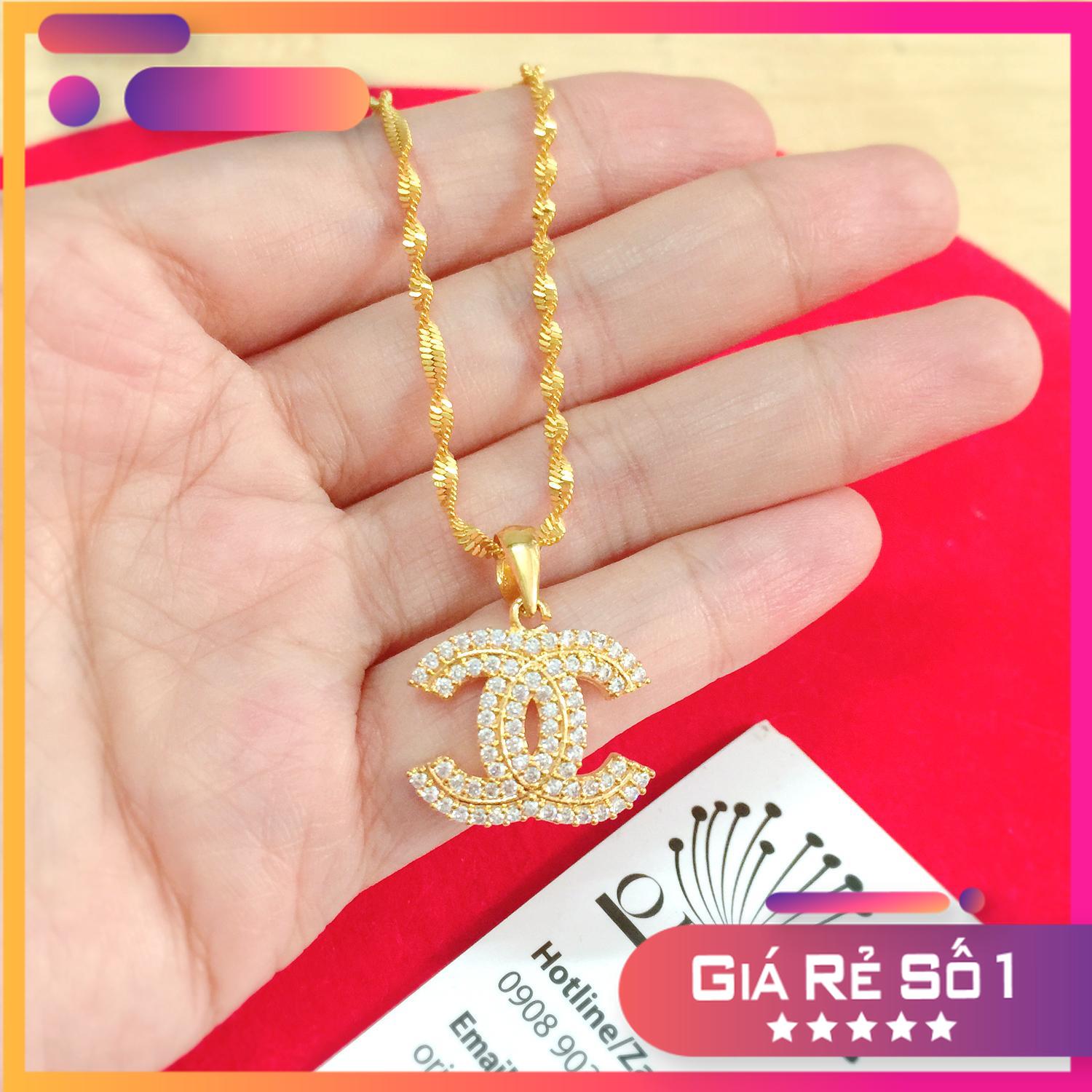 [Giảm Giá] Dây chuyền nữ mạ vàng 24k xoắn mặt đính đá cao cấp Orin D3302 !