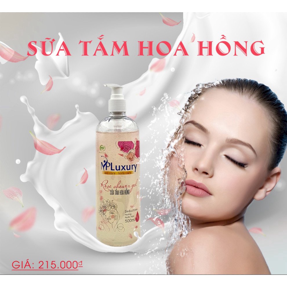 sale sốc  combo 2  chai Sữa Tắm Hương Hoa Hồng MP LUXURY Giúp Da Săn Chắc Trắng Mịn 500ml x2