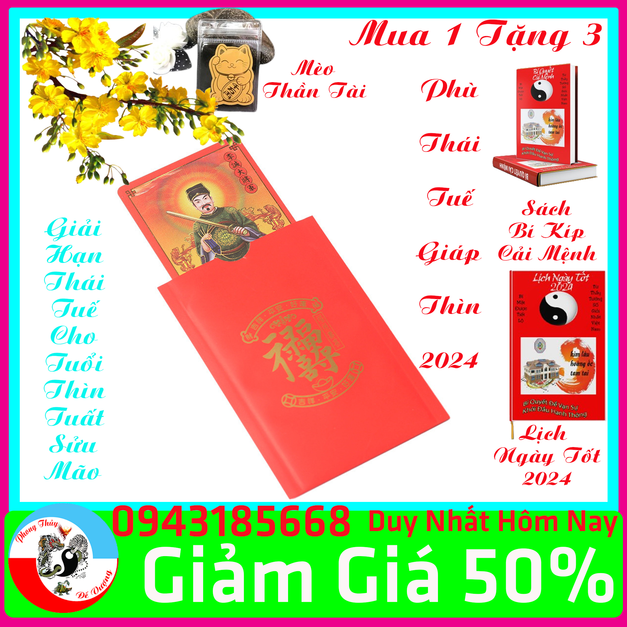 Kim bài thái tuế 2024 phù thái tuế 2024 giải thái tuế năm giáp thìn 2024 cho tuổi thìn tuất sửu mão