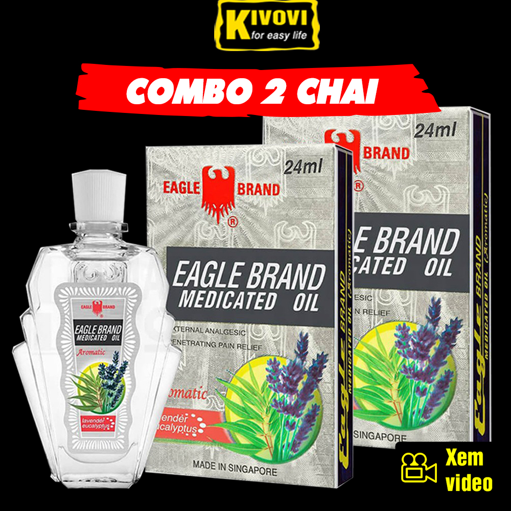 [COMBO 2 CHAI] Dầu Gió Trắng Con Ó EAGLE BRAND MEDICATED OIL 24ML - Dầu Nóng Hỗ Trợ Giảm Đau - Kivovi