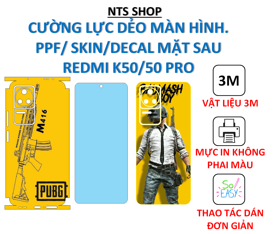 Dán cường lưc dẻo/ ppf/ skin 3m bảo vệ màn hình, mặt sau xiaomi redmi k50/k50 pro
