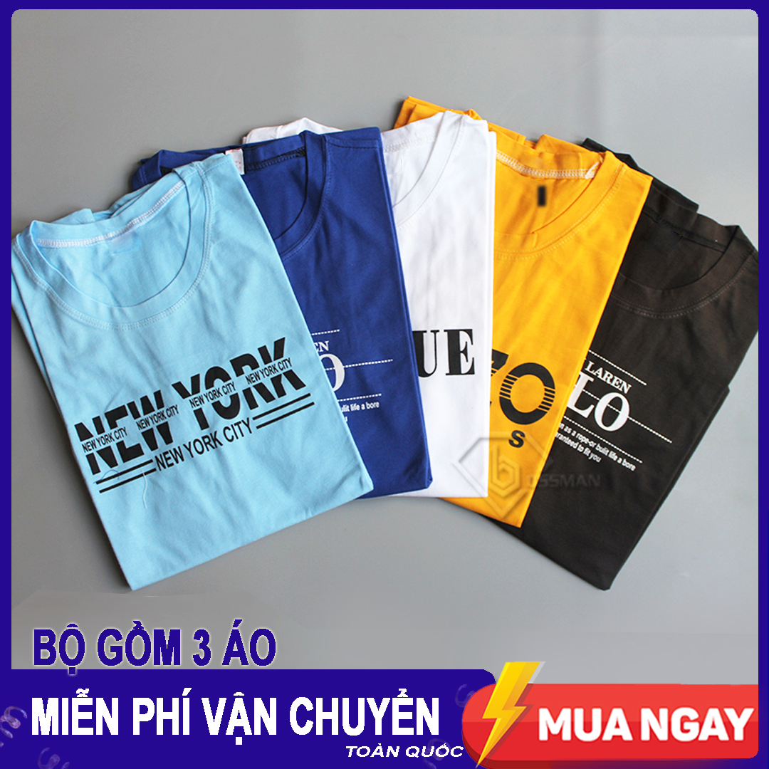 [HCM]COMBO 3 Áo Thun Nam Cotton BM06 - Màu Ngẫu Nhiên