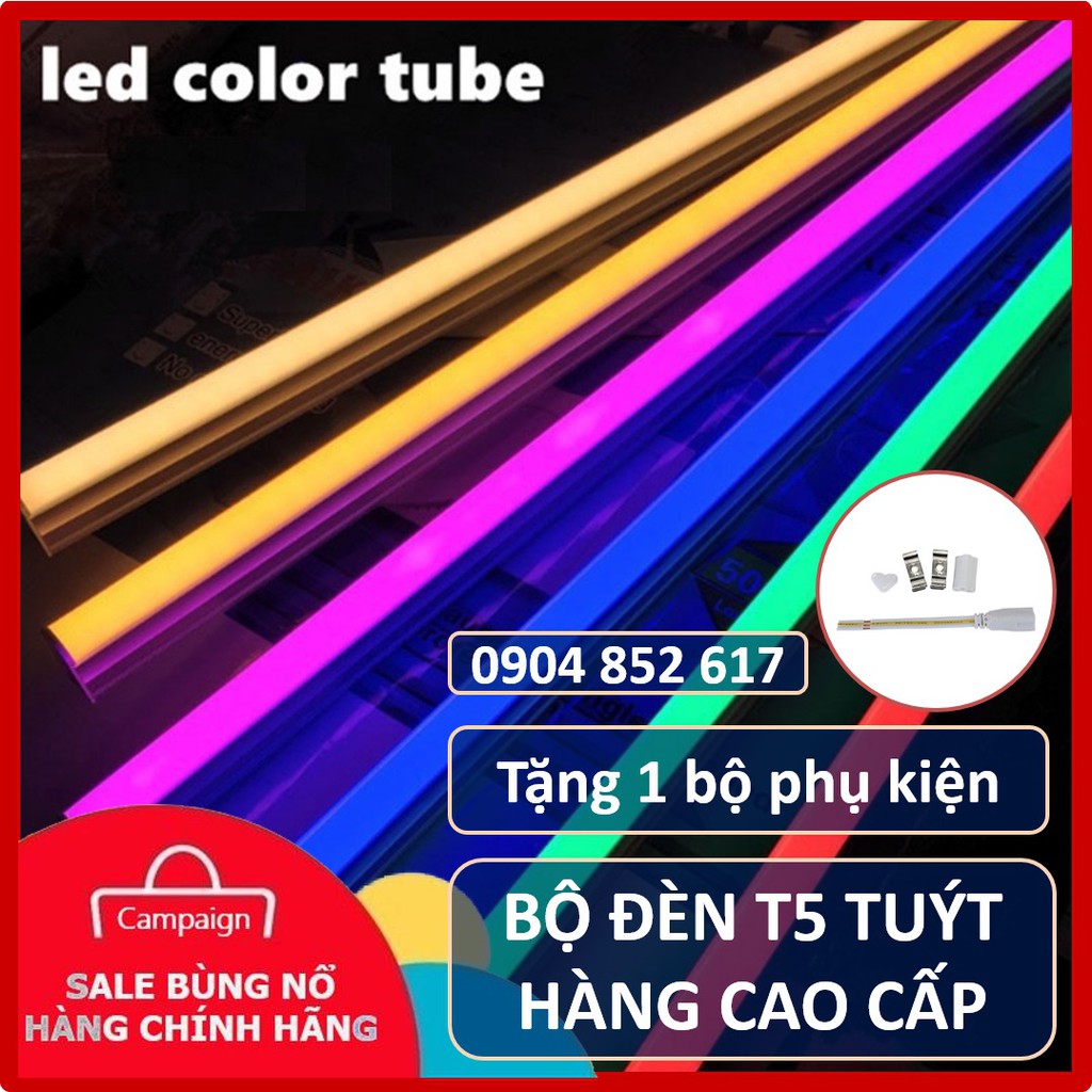 Đèn LED neon Tuýp quay tiktok LED thanh nhiều màu T5 Liền Máng Dài 30/60/90/120 cm, Màu Xanh lá, xanh dương, hồng, đỏ