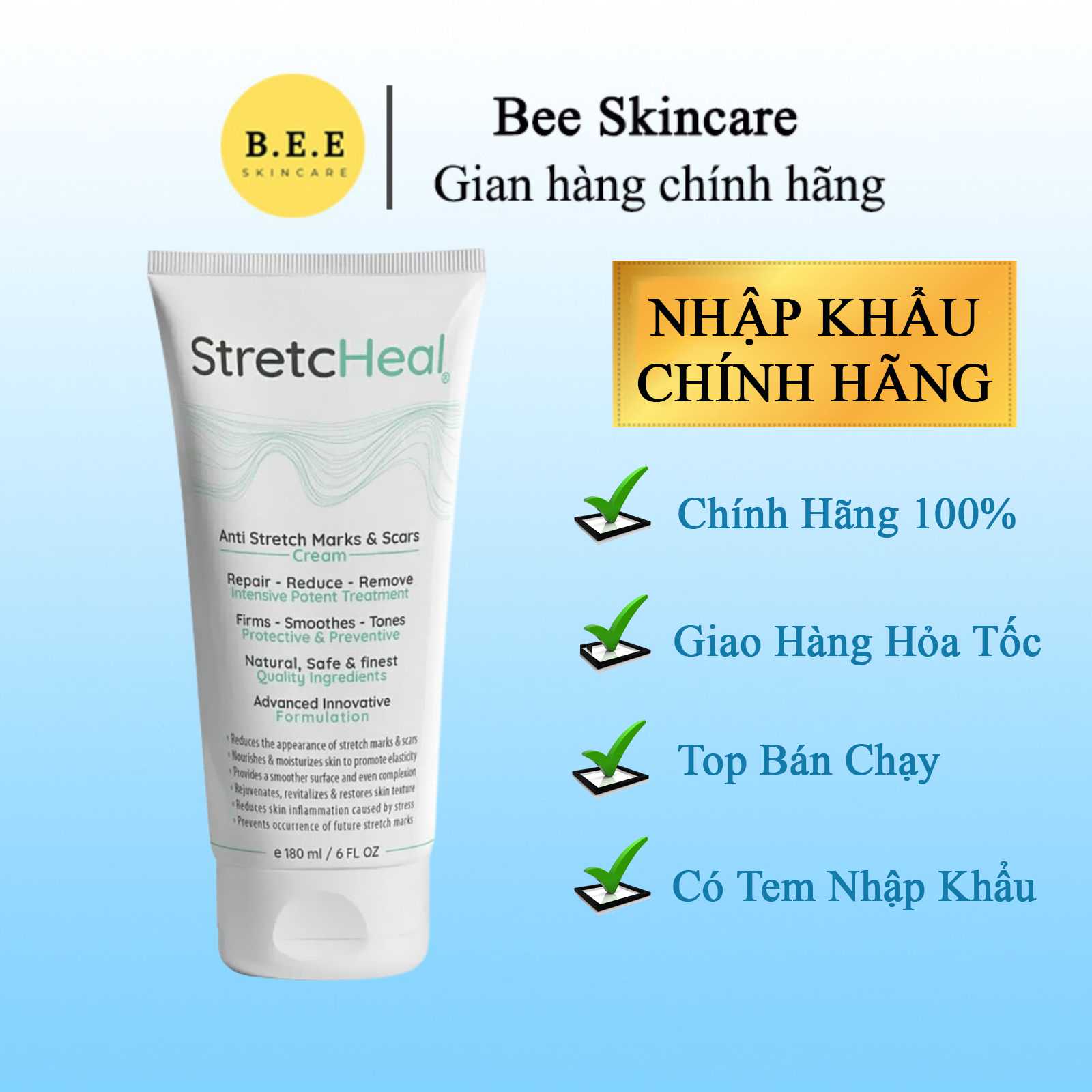  Kem Rạn Da StretcHeal Giảm Rạn Da Chuyên Dụng BeeSkincare 