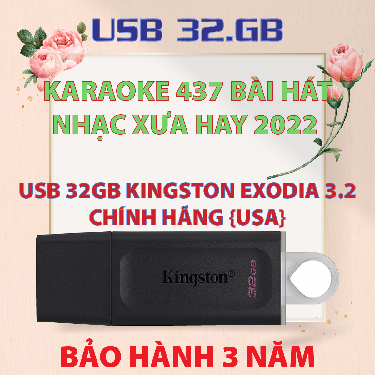 Usb 32gb kingston exodia 3.2 karaoke beat nhạc ca sĩ trữ tình xưa hay 437 bài hát trên tivi đầu đĩa