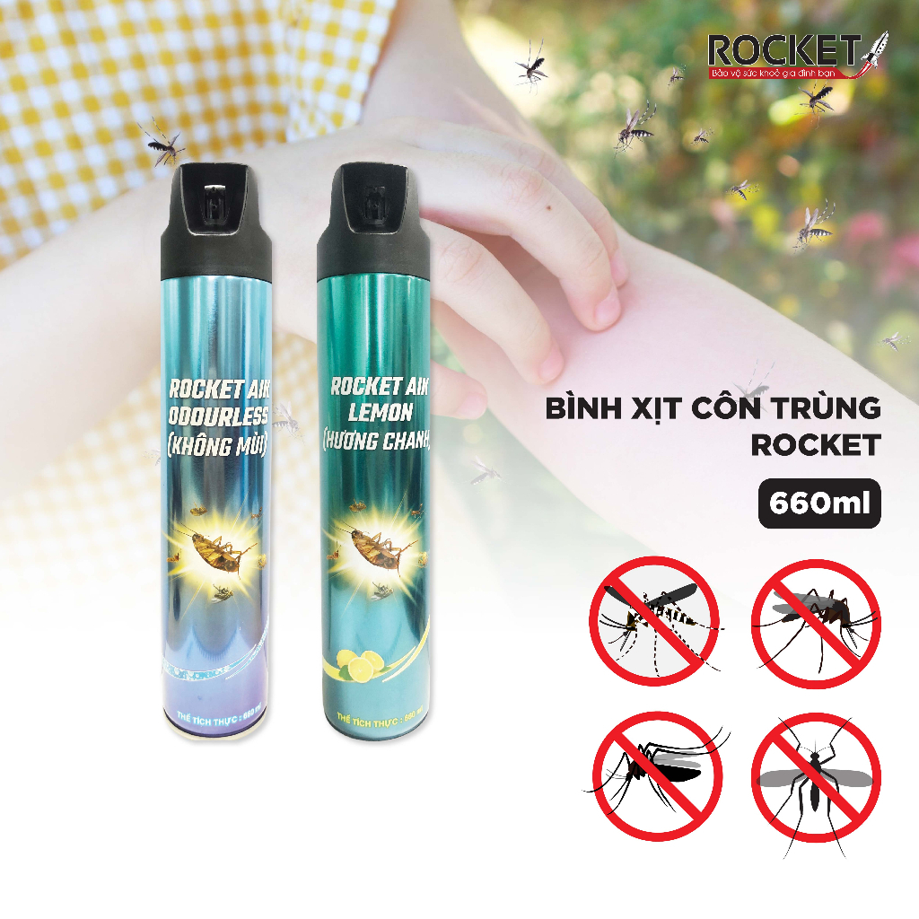Bình xịt côn trùng & muỗi Rocket ALK không mùi, hiệu quả nhanh 660ml