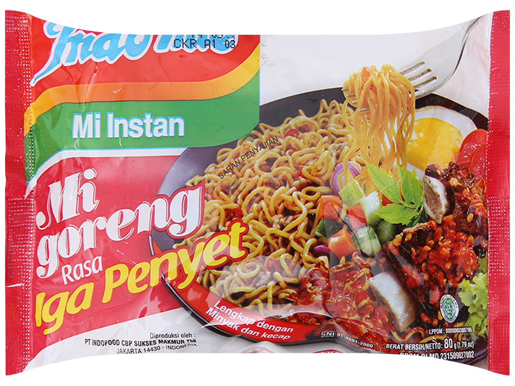 Thùng 40 gói mì xào khô Indomie Mi Goreng vị sườn gói/80gr