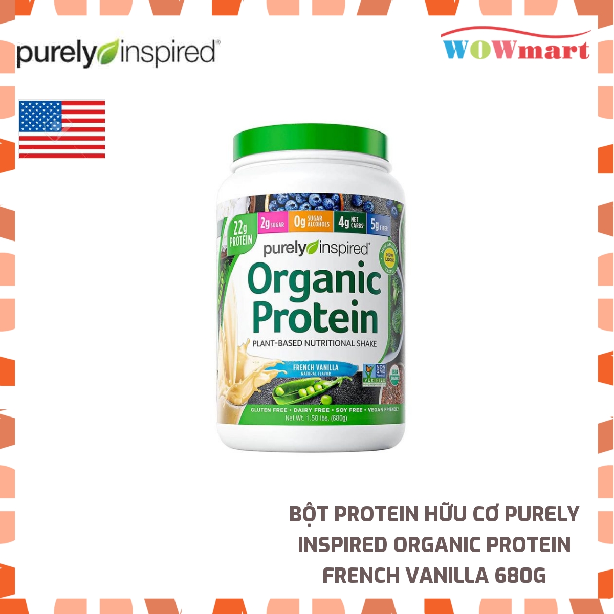 Bột Protein hữu cơ Purely Inspired Organic Protein French Vanilla 680g - MỸ