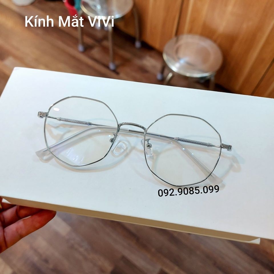 Gọng kính cận lục giác nam nữ hàn quốc V2979 Chất liệu kim loại Nhận cắt cận viễn loạn Kính mắt ViVi
