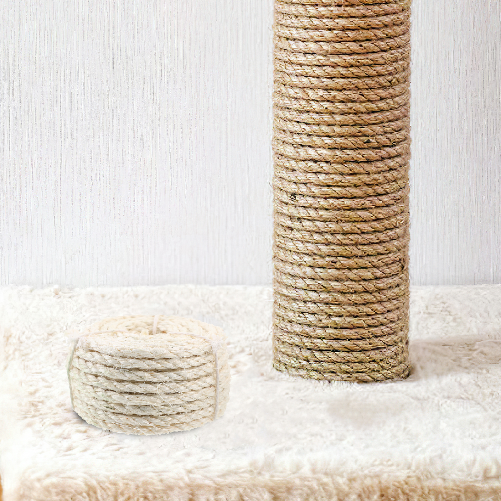 💖💖💖iobhtvye 1 Roll of Natural Sisal Rope Hemp Rope for Cat Tree Scratching Pad DIY Repairing