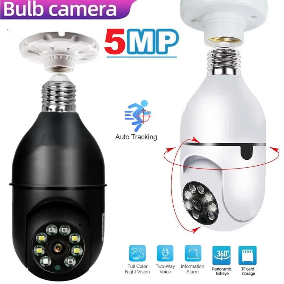 2023 Camera Yoosee bóng đèn thế hệ mới 5.0MP xoay 360 độ xem đêm có màu 2023