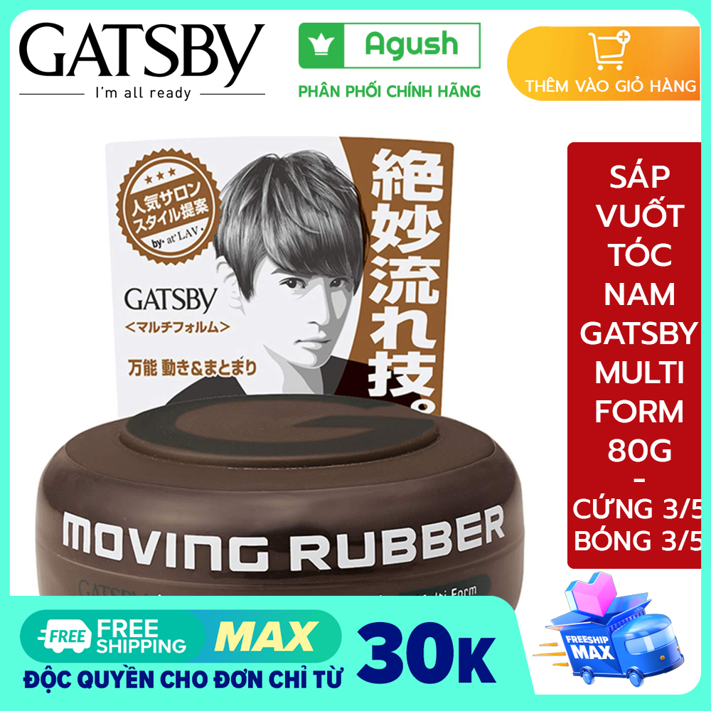 Sáp vuốt tóc nam thơm mềm Gatsby chính hãng loại mềm Moving Rubber Multi Form 80g giữ nếp cao cấp mềm bóng tóc phồng vuốt tóc trung bình dài khô không chứa paraben không bết dính dạng sáp mềm gốc nước dễ rửa sạch hương hoa quả