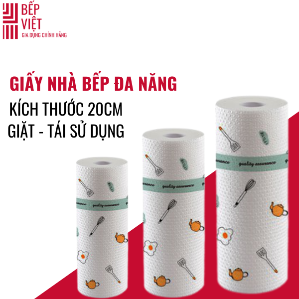 Khăn giấy lau nhà bếp đa năng – tờ màu trắng Có Thể Giặt Được Loại 20cm - BẾP VIỆT STORE