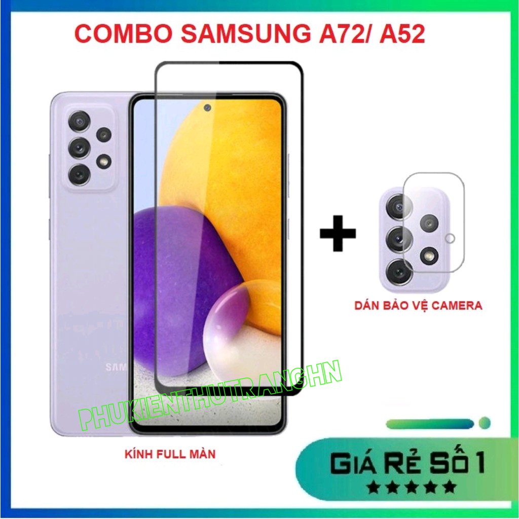 Samsung A52/ A52S / A72/ A53/ A73 - COMBO Kính Cường Lực Lull Màn Hình + dán bảo vệ camera chống trầy xước bụi bẩn