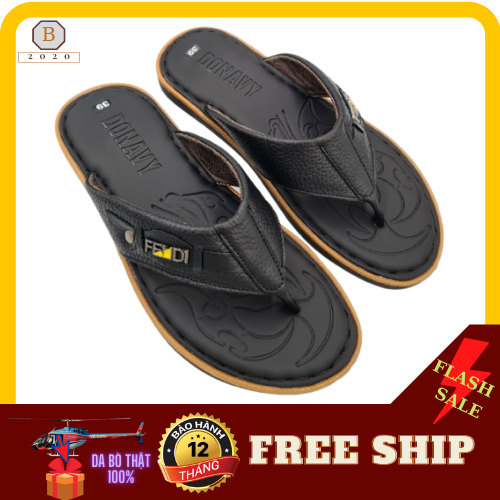 [HCM]DÉP XỎ NGÓN NAM DA BÒ BTK1 (ĐEN+NÂU)