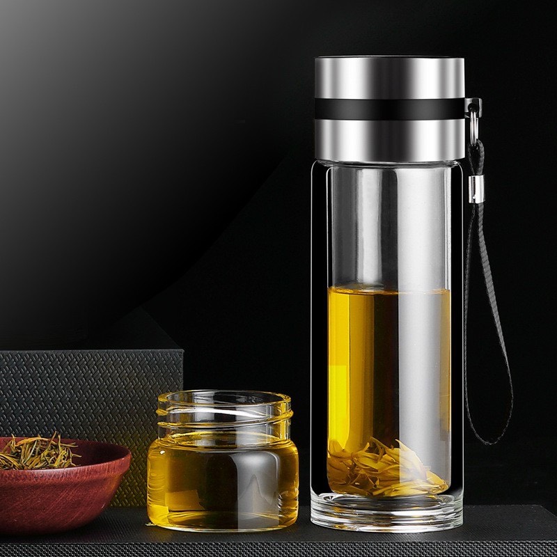 Bình pha trà cao cấp cách nhiệt tốt - hai lớp thủy tinh giữ nhiệt - dung tích 400ml