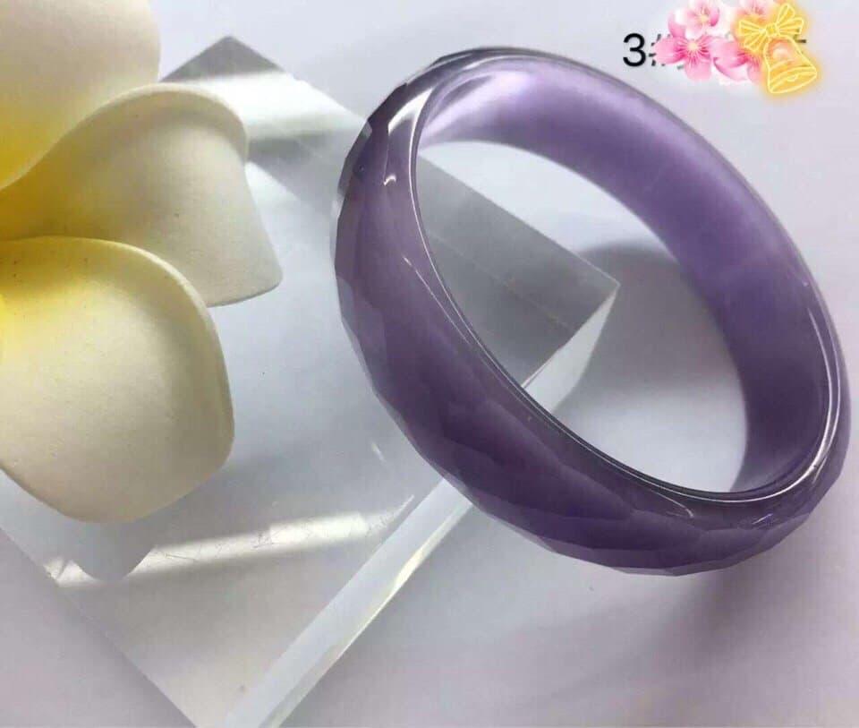 Vòng Tay Bản Liền Đá Mắt Mèo Màu Tím