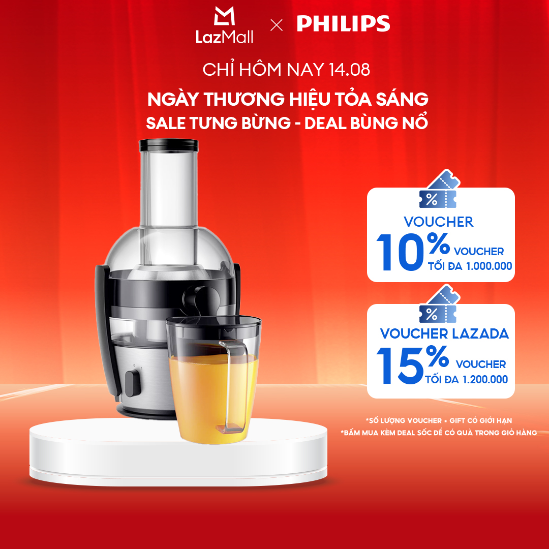 Máy ép trái cây philips hr1863/20 -ca chứa nước ép lớn: 0.8l-tối ưu dinh dưỡng,tiết kiệm thời gian- công nghệ quick clean-hàng phân phối chính hãng