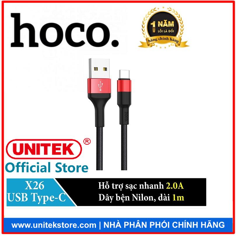 Cáp sạc typec hoco x26 2a dài 1m - dây bọc dù