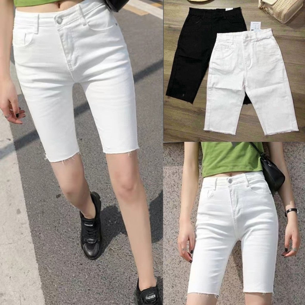 Quần jeans ngố lửng nữ 2 màu đen và trắng,quần ngố nữ