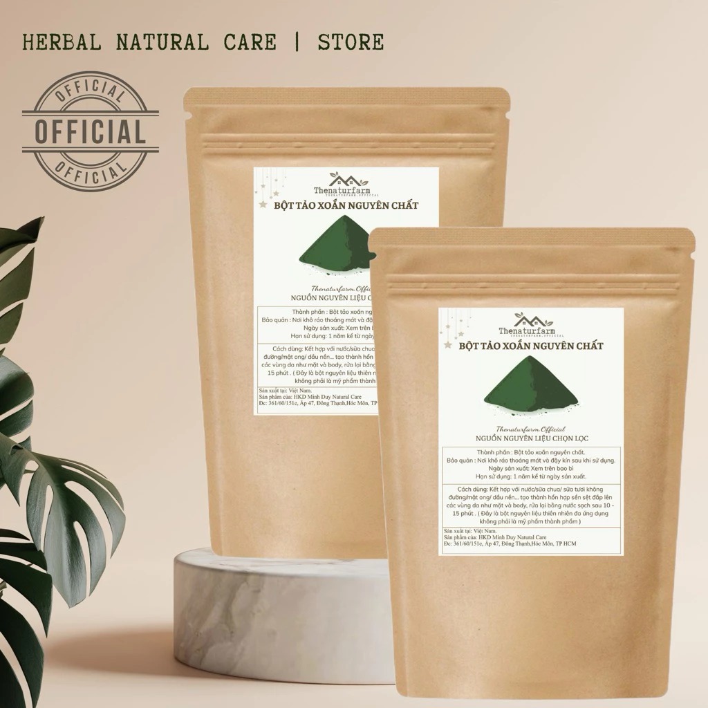 Pure Spirulina Powder Type 1 Thenaturfarm 100g - Natural Ingredients That Help Brighten Skin, Reduce Dark Spots, and Reduce Acne