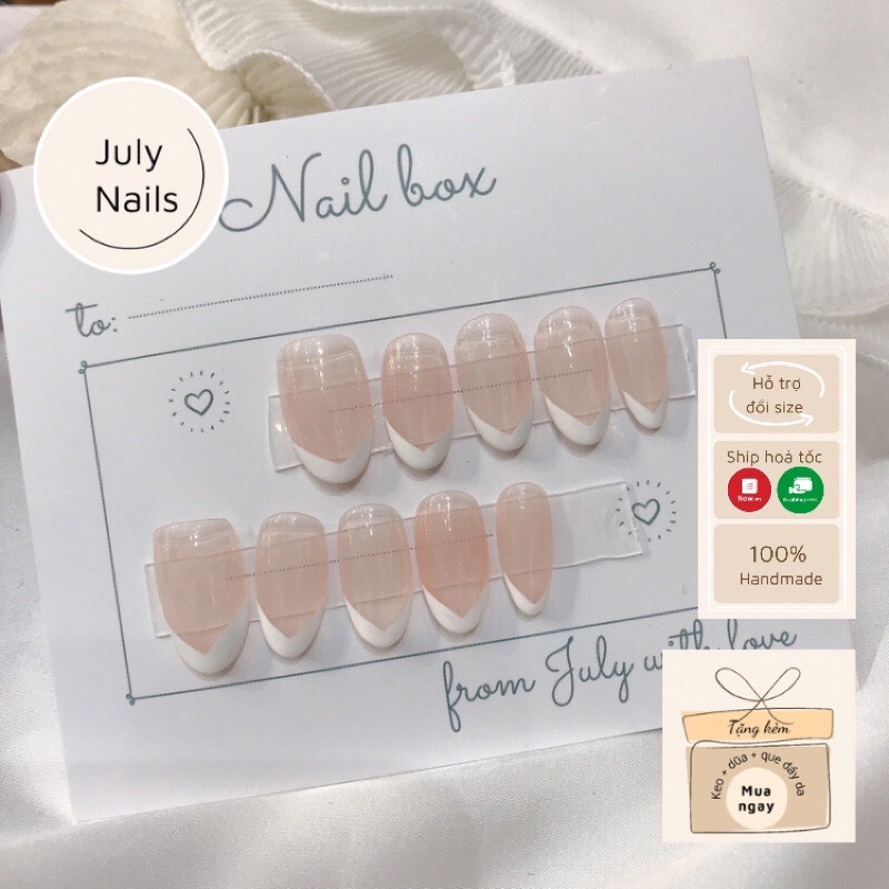 Nail box thiết kế sơn thạch nude vẽ đầu móng nhẹ nhàng tặng kèm keo dũa móng nb024 julynails