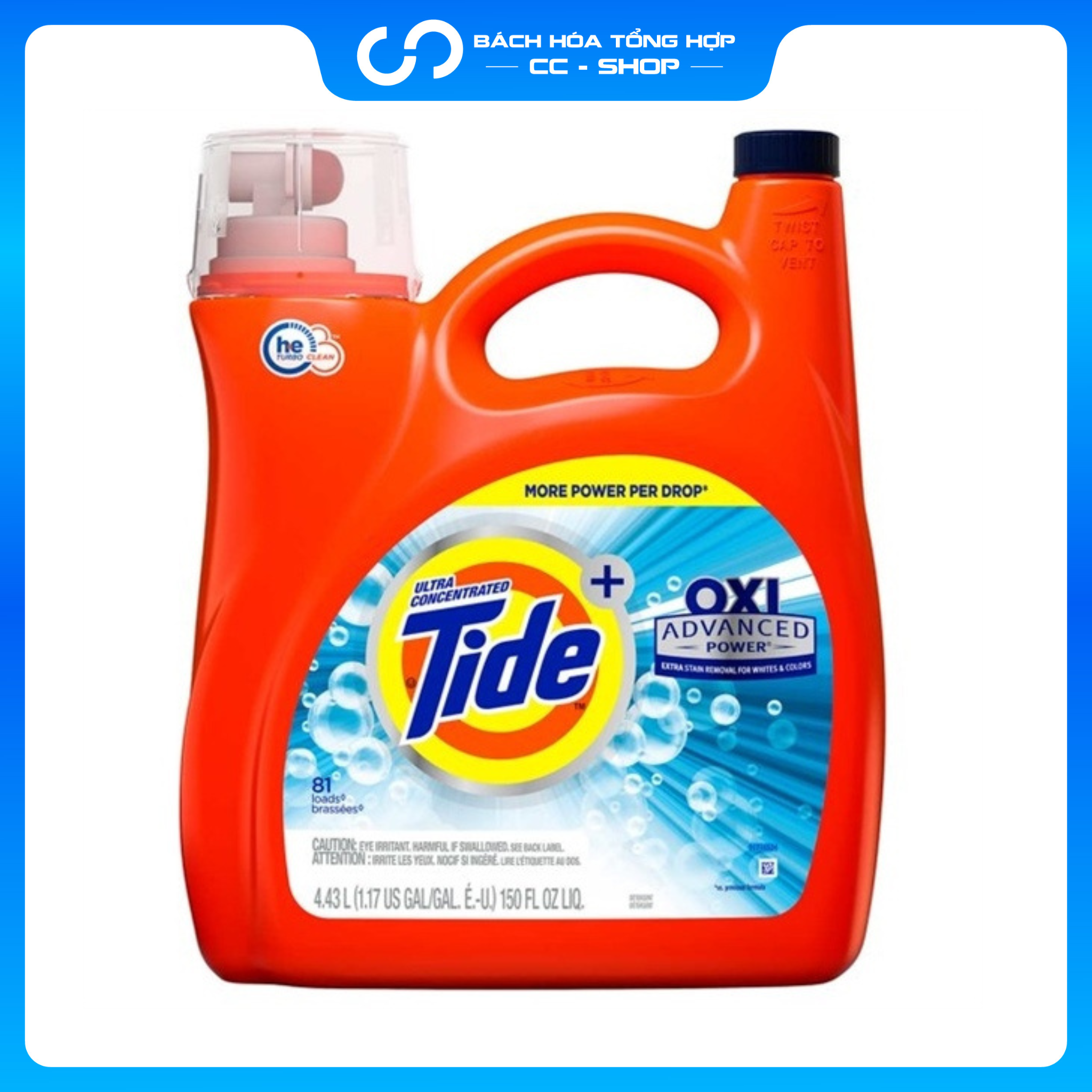 Nước Giặt Tide Advanced Power Ultra Oxi Concentrated Liquid Detergent Original 4.43L